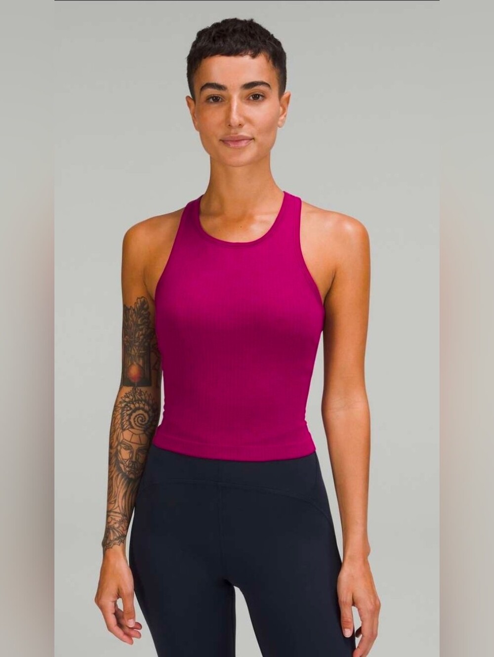 Lululemon Ebb To Street Cropped Racerback Tank Top Magenta Purple Size 6